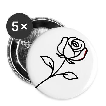 minimalistische liegende Rose - Buttons groß 56 mm (5er Pack) - Weiß - Vorne