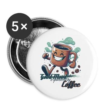Good mood coffee mug gift - Buttons large 2.2''/56 mm (5-pack) - white - Front