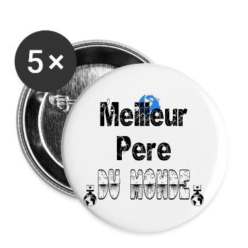 Meilleur Père du Monde - Lot de 5 grands badges (56 mm) - blanc - Devant