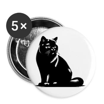Chat British Shorthair - Lot de 5 grands badges (56 mm) - blanc - Devant