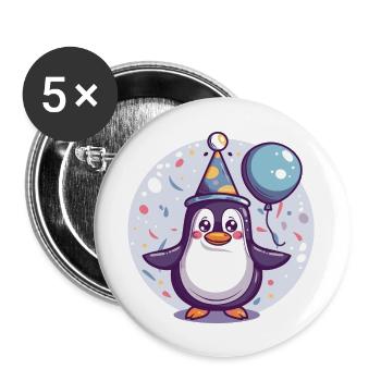 Penguin Birthday Baby - Buttons large 2.2''/56 mm (5-pack) - white - Front