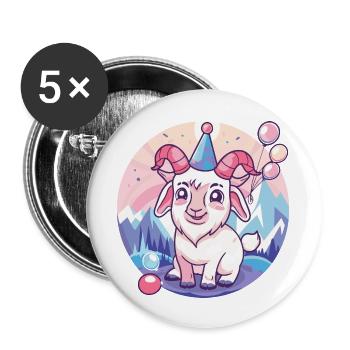 Chèvre de montagne anniversaire bébé - Lot de 5 grands badges (56 mm) - blanc - Devant