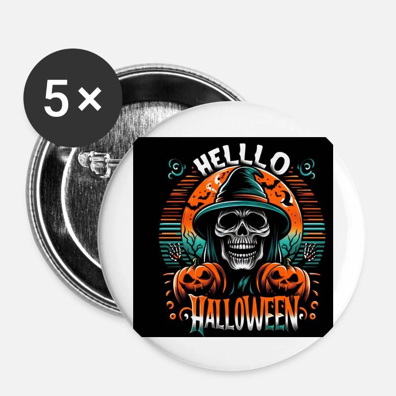 Hello Halloween - Buttons large 2.2''/56 mm (5-pack) - white