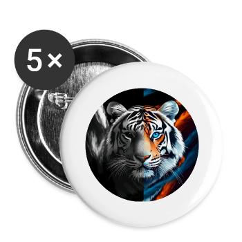 La force sauvage et libre du tigre - Lot de 5 grands badges (56 mm) - blanc - Devant