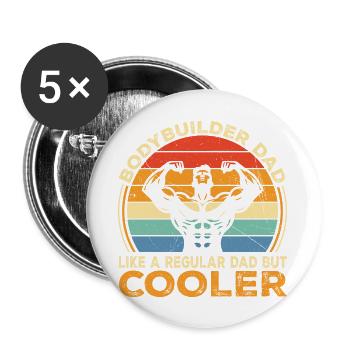 Bodybuilder Papa wie normaler Papa, aber cooler | Papa - Buttons groß 56 mm (5er Pack) - Weiß - Vorne