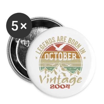 Genial seit Oktober 2004 - Oktober 2004 Geschenk - Buttons groß 56 mm (5er Pack) - Weiß - Vorne