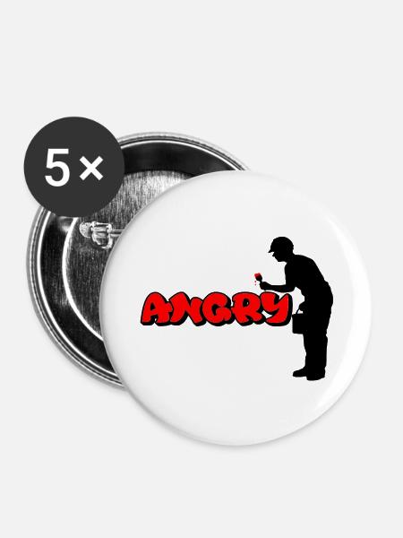 Wütend - Buttons groß 56 mm (5er Pack) - Weiß
