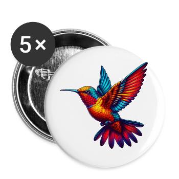 Hummingbird - Buttons large 2.2''/56 mm (5-pack) - white - Front
