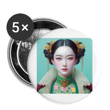 Fille papillon - Lot de 5 grands badges (56 mm) - blanc - Devant