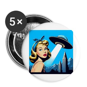 The Girl & The Spaceship - Buttons large 2.2''/56 mm (5-pack) - white - Front