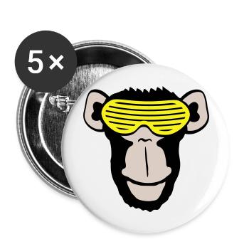 Funky Sonnenbrille Gorilla Cooler Party Affe Spaß - Buttons groß 56 mm (5er Pack) - Weiß - Vorne