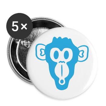 Verwunderter Neugieriger Affe Kopf Schreck Gesicht - Buttons groß 56 mm (5er Pack) - Weiß - Vorne