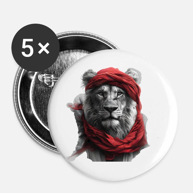 Desert King - Buttons groß 56 mm (5er Pack) - Weiß