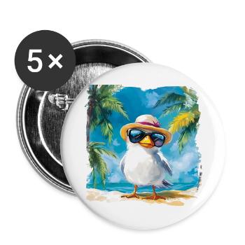 Holidays under palm trees: pure relaxation - Buttons large 2.2''/56 mm (5-pack) - white - Front