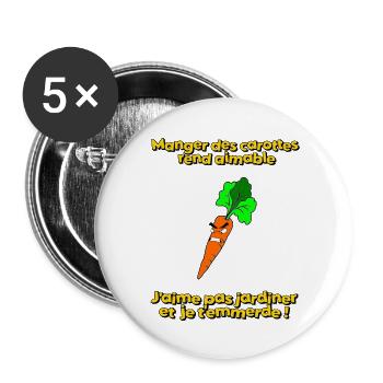 Eating carrots makes you lovable - Buttons large 2.2''/56 mm (5-pack) - white - Front