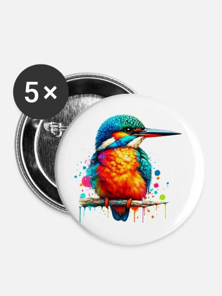 Eisvogel - Buttons groß 56 mm (5er Pack) - Weiß