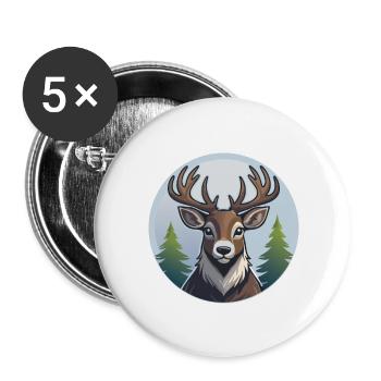 Rentier - Buttons groß 56 mm (5er Pack) - Weiß - Vorne