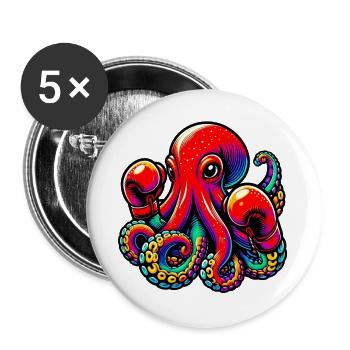 Pieuvre - Lot de 5 grands badges (56 mm) - blanc - Devant