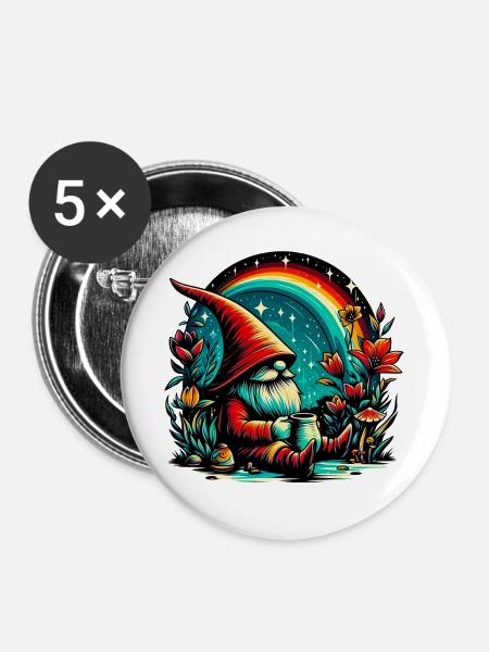Gnom - Buttons groß 56 mm (5er Pack) - Weiß