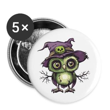 Eule Halloween Comic Lustig - Buttons groß 56 mm (5er Pack) - Weiß - Vorne