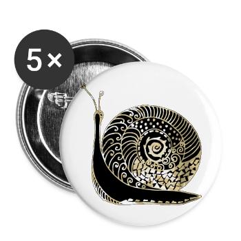 Escargot - Lot de 5 grands badges (56 mm) - blanc - Devant