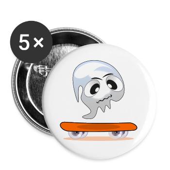 HALLOWEEN COSTUMES GHOSTS SKATEBOARD - Buttons large 2.2''/56 mm (5-pack) - white - Front