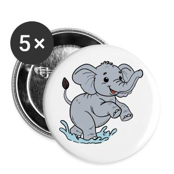 Elephant - Buttons large 2.2''/56 mm (5-pack) - white - Front