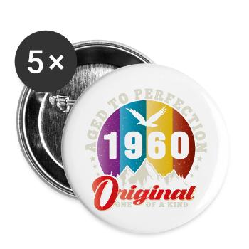 Perfektion 1960 - 64. Jubiläum, Original - Buttons groß 56 mm (5er Pack) - Weiß - Vorne