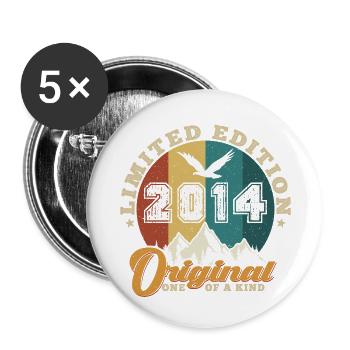 Original 2014 Vintage - 2014 Birthday Gift - Buttons large 2.2''/56 mm (5-pack) - white - Front
