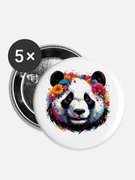 Panda - Buttons groß 56 mm (5er Pack) - Weiß