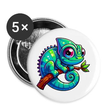 Caméléon - Lot de 5 grands badges (56 mm) - blanc - Devant