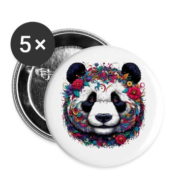 Panda - Buttons groß 56 mm (5er Pack) - Weiß - Vorne