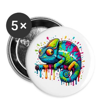 Caméléon - Lot de 5 grands badges (56 mm) - blanc - Devant