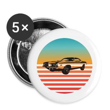 Retro Muscle Car Sunset Vibes - Buttons large 2.2''/56 mm (5-pack) - white - Front