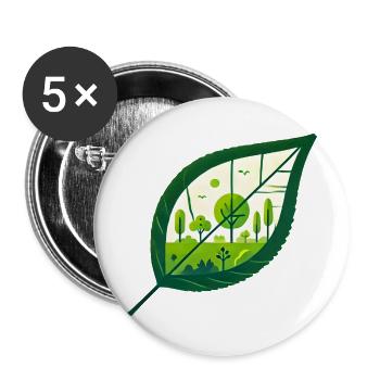 Blatt Frühling schräg - Buttons groß 56 mm (5er Pack) - Weiß - Vorne