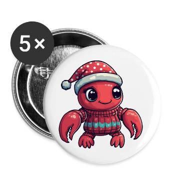 Lobster Crab Christmas - Buttons large 2.2''/56 mm (5-pack) - white - Front