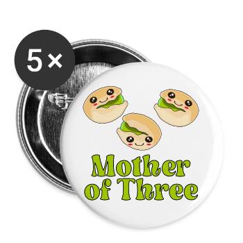 MUTTER VON DREI KINDERN - PISTACHIO KIDS - Buttons groß 56 mm (5er Pack) - Weiß - Vorne