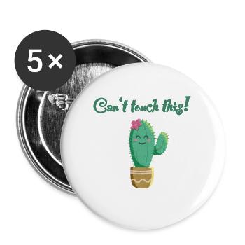 süßer Kaktus mit Spruch Can‘t touch this - Buttons groß 56 mm (5er Pack) - Weiß - Vorne