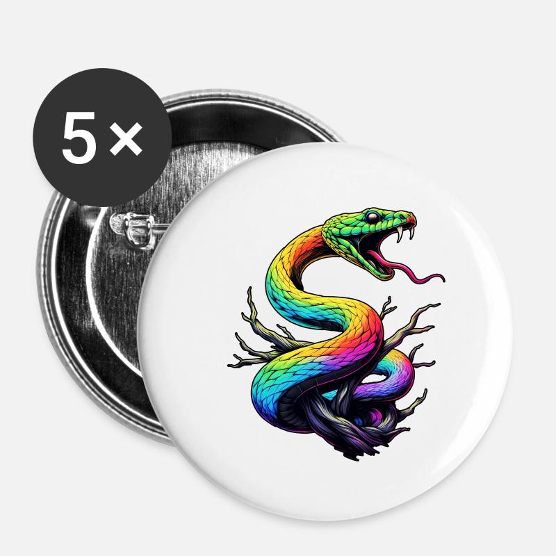 Colorful Snake Illustration - Buttons large 2.2''/56 mm (5-pack) - white