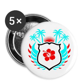 Paradise Hibiskus Blume - Buttons groß 56 mm (5er Pack) - Weiß - Vorne