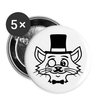 Sir Cat Gentleman Chapeau haut de forme Monocle Rich Gentleman - Lot de 5 grands badges (56 mm) - blanc - Devant