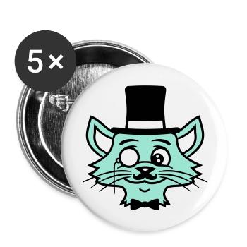 Sir Cat Gentleman Chapeau haut de forme Monocle Rich Gentleman - Lot de 5 grands badges (56 mm) - blanc - Devant