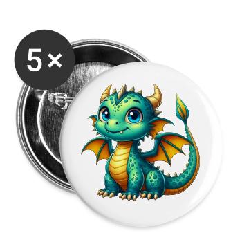 Dragon - Buttons large 2.2''/56 mm (5-pack) - white - Front