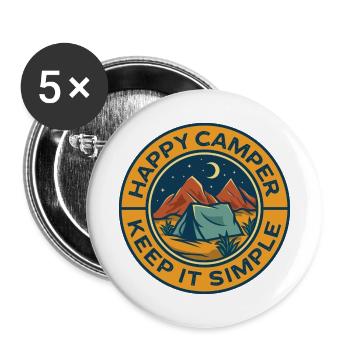 Camping camping-car - Lot de 5 grands badges (56 mm) - blanc - Devant