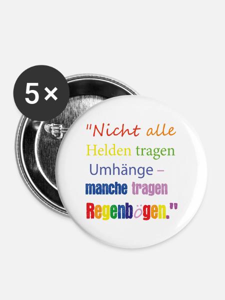 Regenbogen Umhang - Buttons groß 56 mm (5er Pack) - Weiß
