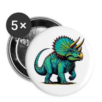 Dinosaurier - Buttons groß 56 mm (5er Pack) - Weiß - Vorne
