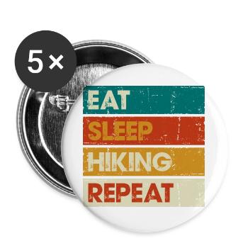 Eat Sleep Hiking Repeat Distressed Stripes - Buttons large 2.2''/56 mm (5-pack) - white - Front