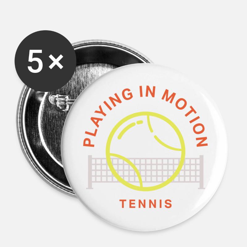Playing in Motion - Tennis - Buttons large 2.2''/56 mm (5-pack) - white