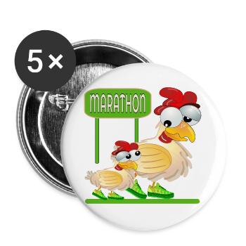 MARATHON RUNNING - GEFLÜGEL HUHN - Buttons groß 56 mm (5er Pack) - Weiß - Vorne