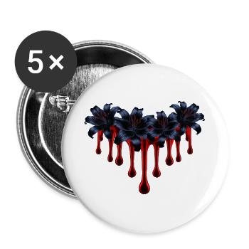 lilien mit Bluttropfen, closing, geschenkidee Frau - Buttons groß 56 mm (5er Pack) - Weiß - Vorne